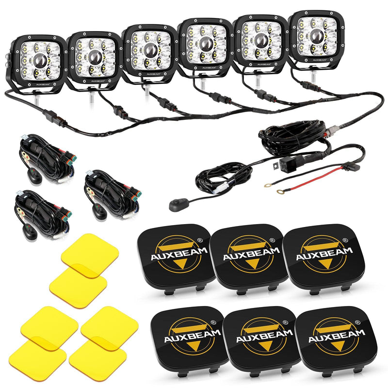Load image into Gallery viewer, 6/8Pcs 5 Inch 132W Amber DRL LED Pod Lights with Power Harness
