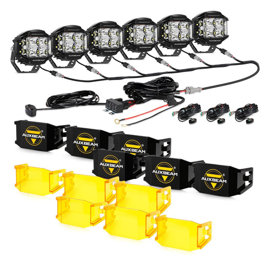 V-MAX Series | 4 Inch 92W 8960LM Combo Beam Side Shooter LED Round Pod Lights with Amber DRL