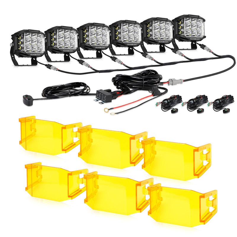 Load image into Gallery viewer, V-MAX Series | 5 Inch 168W 16440LM Combo Beam Side Shooter LED Square Pod Lights with Amber DRL
