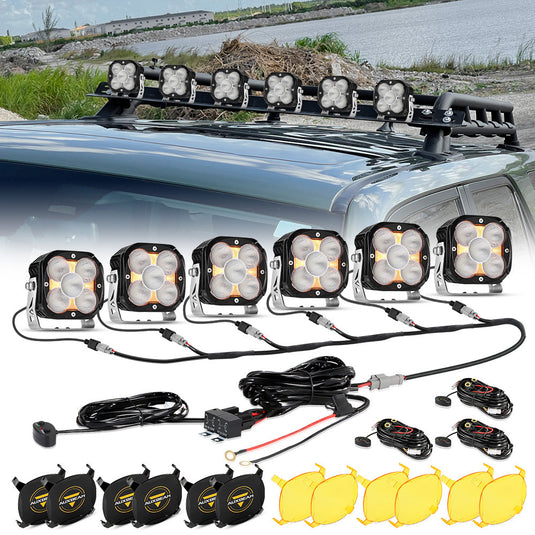 XP-ULTRA Series 4.5 Inch Flood Beam LED Pod Lights Off Road Lights with Amber DRL