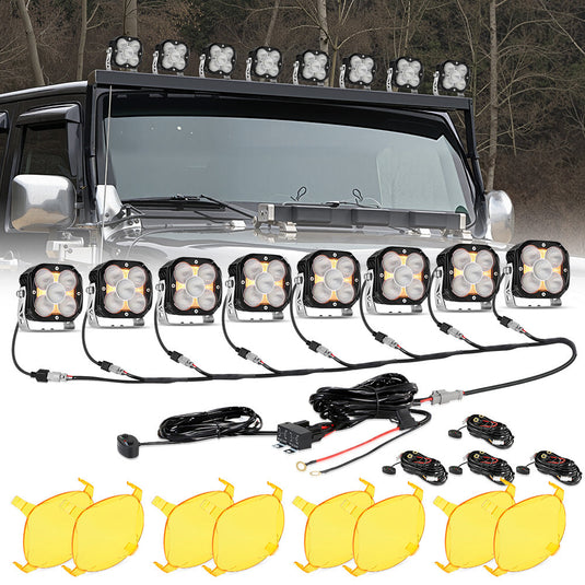 XP-ULTRA Series 4.5 Inch Flood Beam LED Pod Lights Off Road Lights with Amber DRL