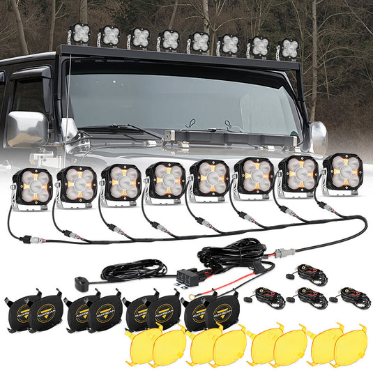 XP-ULTRA Series 4.5 Inch Flood Beam LED Pod Lights Off Road Lights with Amber DRL