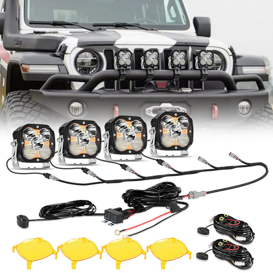 XP-ULTRA Series 4.5 Inch Combo Beam LED Pod Lights Off Road Lights with Amber DRL