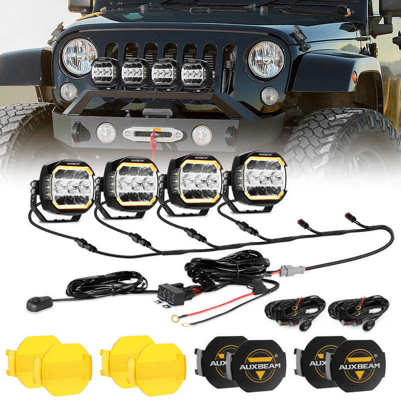 Load image into Gallery viewer, XP-ULTRA Series 5 Inch 174W LED Side Shooter Pod Lights with White DRL&amp;Amber Turn Signal Light
