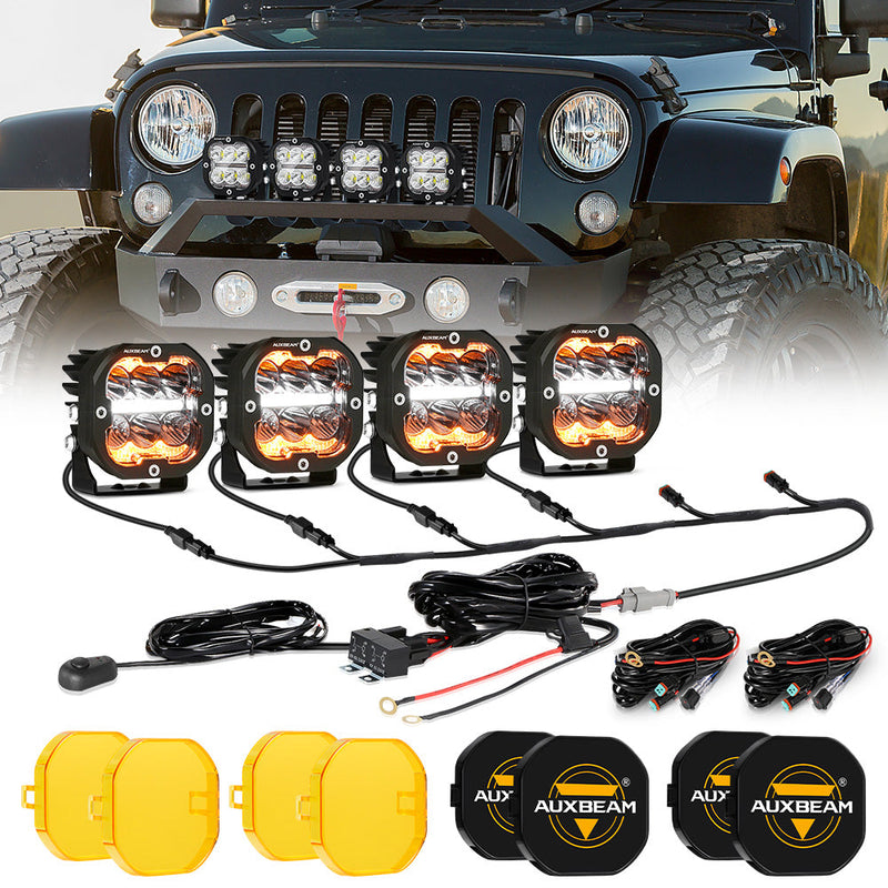 Load image into Gallery viewer, XP-ULTRA Series 3 Inch 84W LED Combo Pod Light Off Road Lights with White DRL&amp;Amber Turn Signal Light
