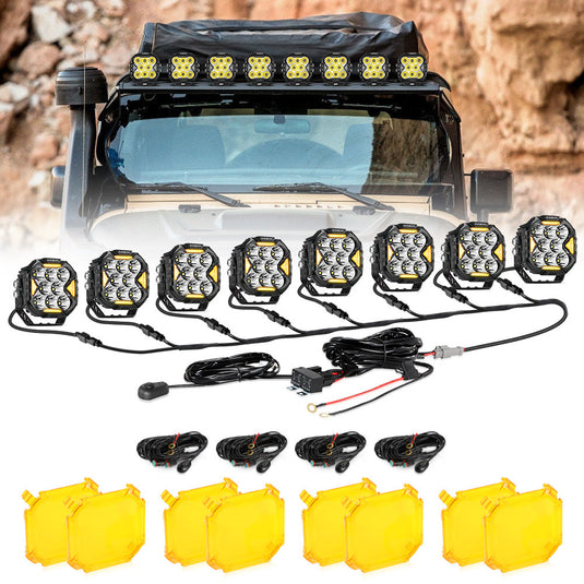 CUBE-Z Series 4 Inch LED Pod Lights Off Road Lights with White DRL & Amber Turn Signal Lights