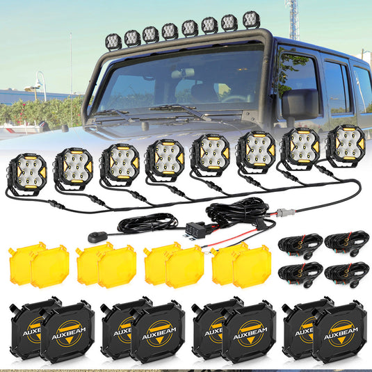 CUBE-Z Series 4 Inch LED Pod Lights Off Road Lights with White DRL & Amber Turn Signal Lights