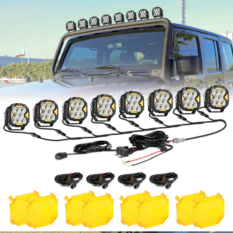 Load image into Gallery viewer, CUBE-Z Series 4 Inch Flood LED Pod Lights Off Road Lights with White DRL &amp; Amber Turn Signal Lights
