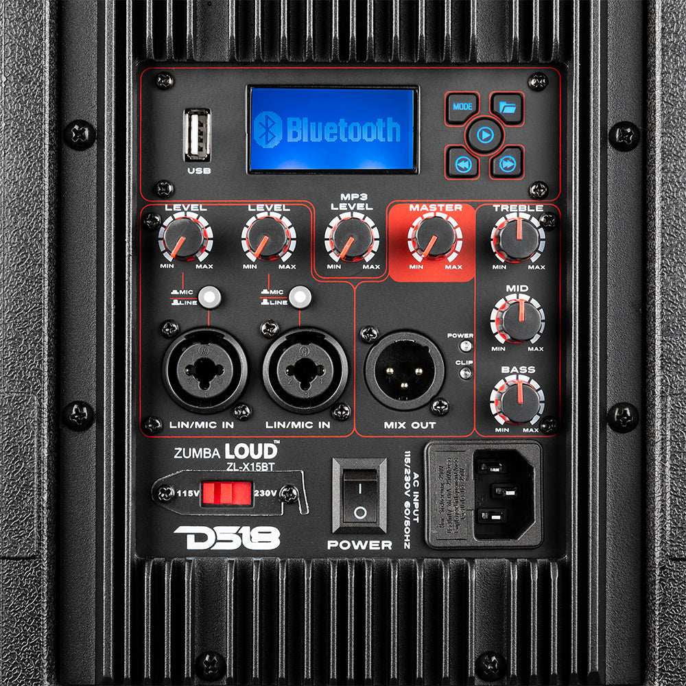ZUMBA LOUD 15" High-Powered Amplified Professional Speaker System With Bluetooth and TWS 1000 Watts - Skoutley Outdoors LLC
