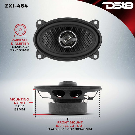 ZXI 4x6" 2-Way Coaxial Speakers with Kevlar Cone 60 Watts Rms 4-Ohm - Skoutley Outdoors LLC