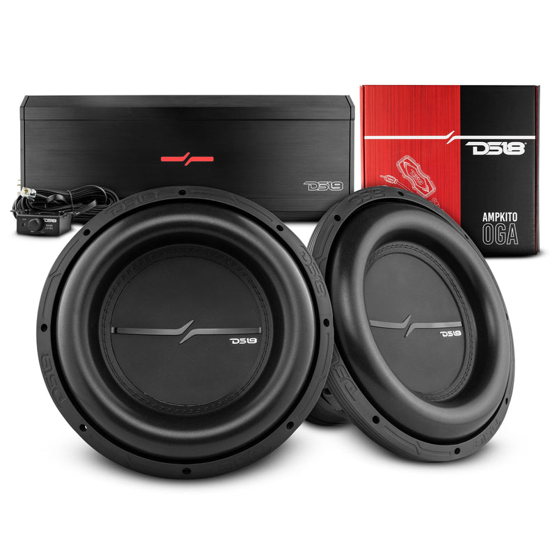Load image into Gallery viewer, DS18 ZXI12.4D-PKG Bass Package - 2 x ZXI12.4D - 12&quot; Car Subwoofer, ZR2000.1D - 1-Channel Monoblock Amplifier, and AMPKIT0
