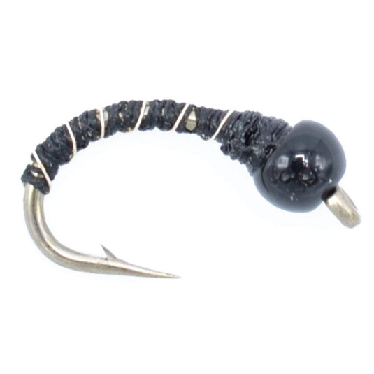 3 Pack Bead Head Black Zebra Midge Still Water Nymph Fly Hook Size 24