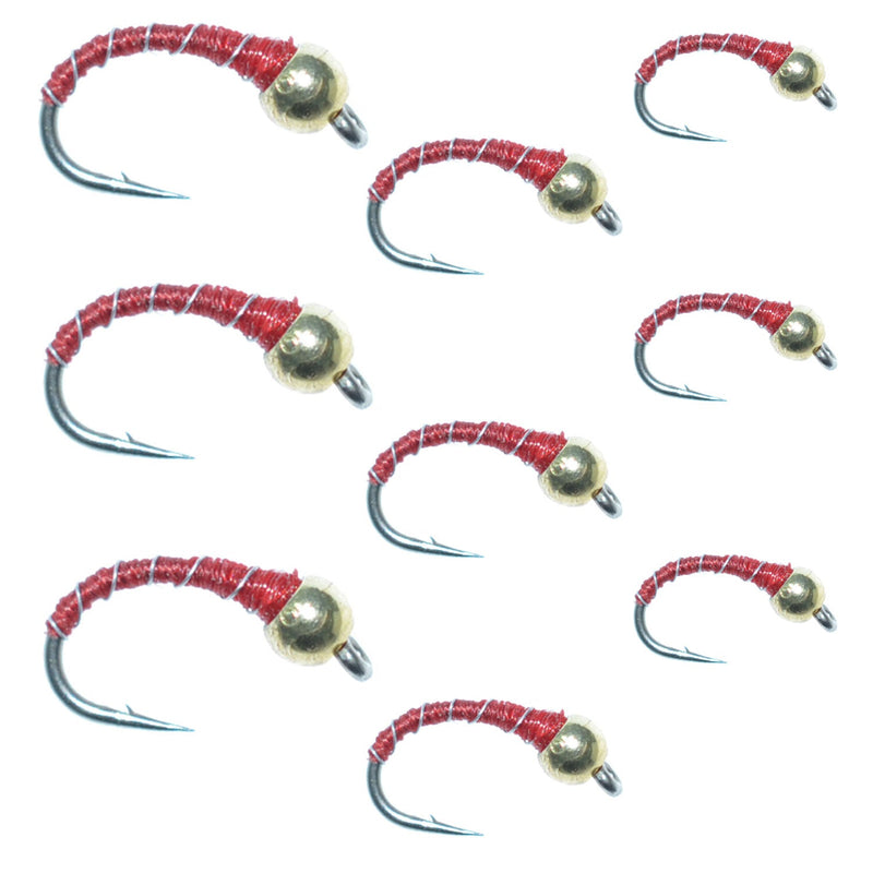 Load image into Gallery viewer, Red Zebra Midge Assortment 3 Each of 3 Sizes 14, 16, 18 - Tailwater Fly Fishing Flies Collection
