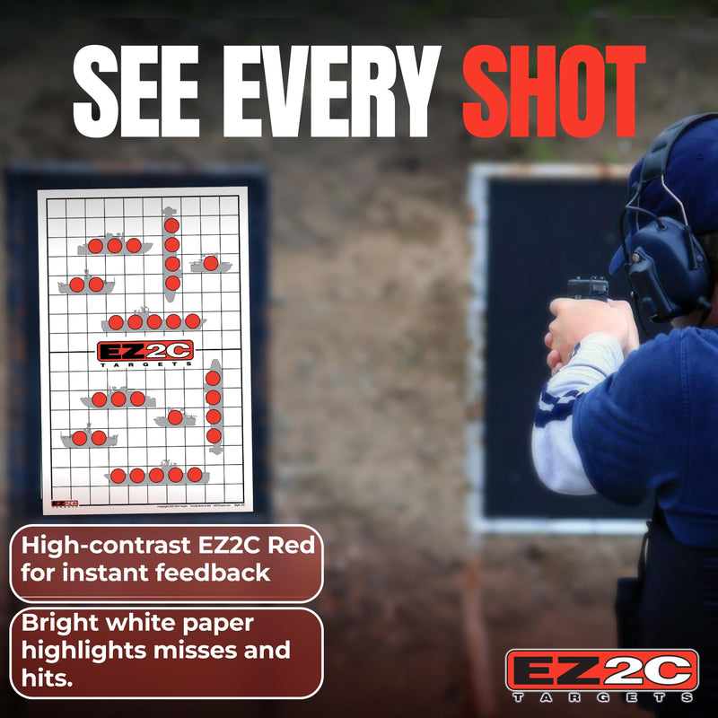 Load image into Gallery viewer, 40 EZ2C Targets: Four Fun Game Styles Paper Targets 11"x17" USA MADE

