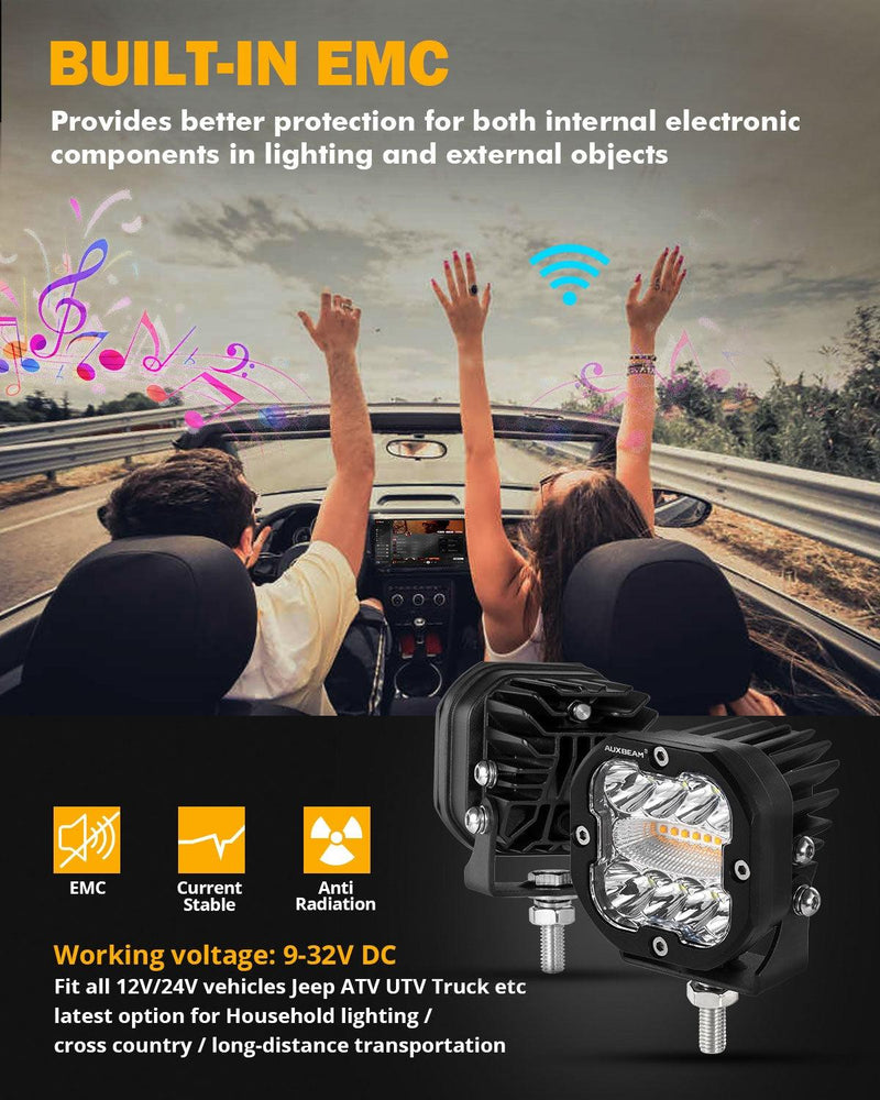 Load image into Gallery viewer, 3 Inch 96W 9600LM LED Pods 6 Modes LED Driving Light with A-Pillar Mounting Bracket For Ford Bronco 2/4 Door 2021 2022
