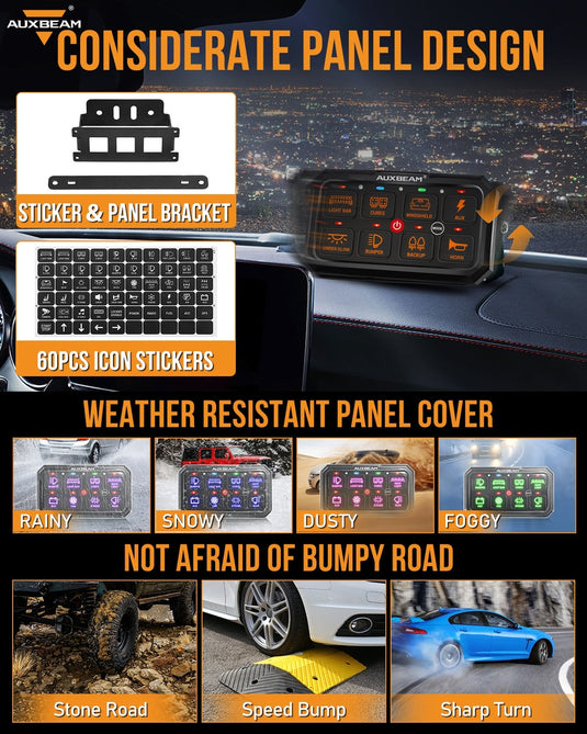 RA80 XL RGB Switch Panel, Larger Size, Toggle/ Momentary/ Pulsed Mode Supported