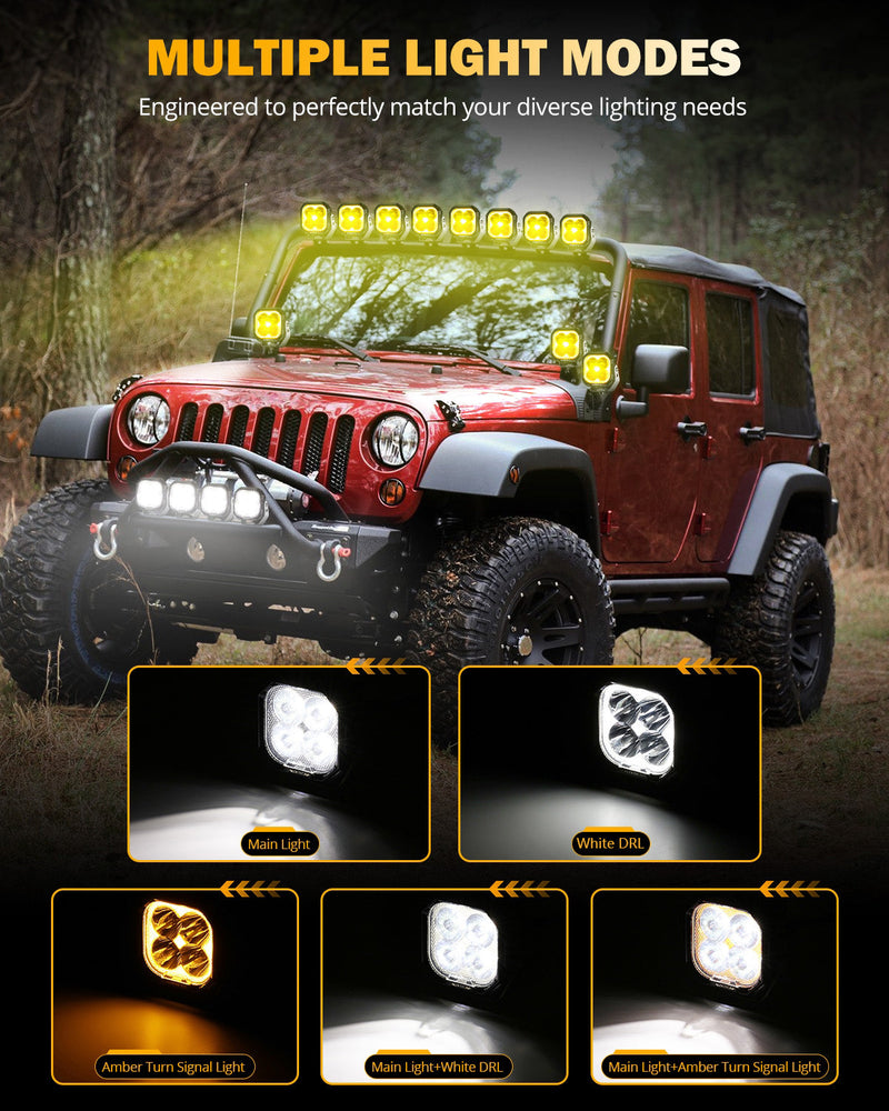 Load image into Gallery viewer, Color Play Series 3 Inch 100W Spot LED Pod Lights Off Road Lights with White DRL &amp; Amber Turn Signal Lights
