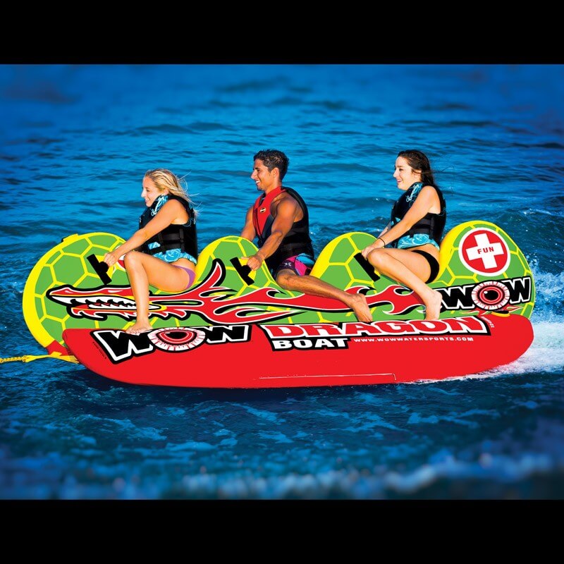 Load image into Gallery viewer, WOW Watersports Dragon Boat 3 Person Towable Water Tube For Pool and Lake
