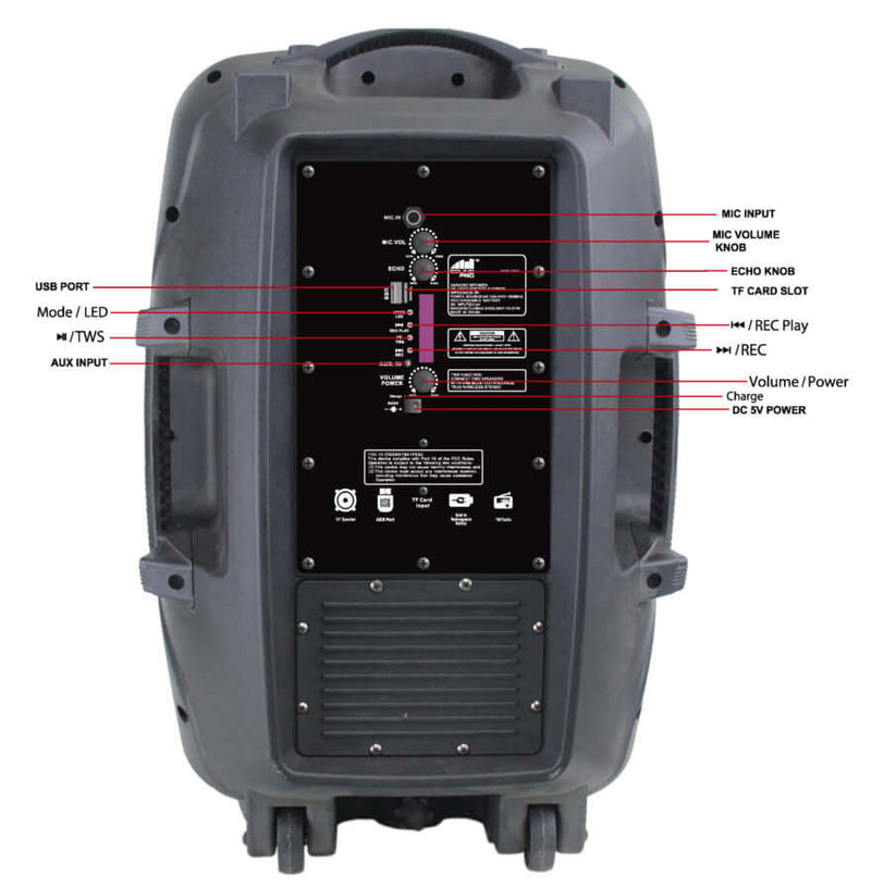 Load image into Gallery viewer, Naxa Portable 15 inch Bluetooth Party Speaker with Disco Light
