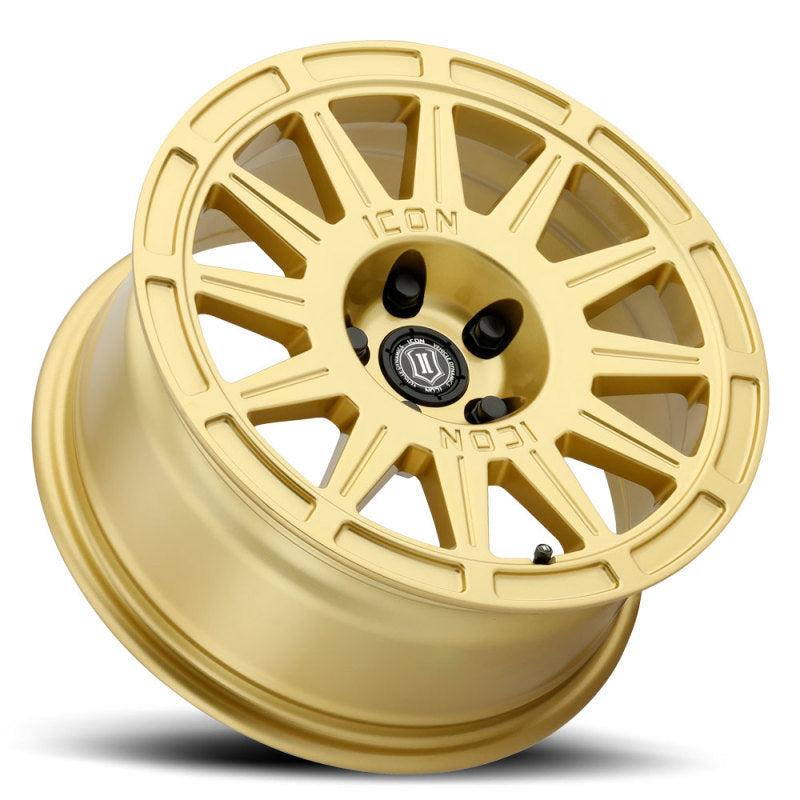 Load image into Gallery viewer, ICON Ricochet 17x8 5x4.5 38mm Offset 6in BS - Gloss Gold Wheel
