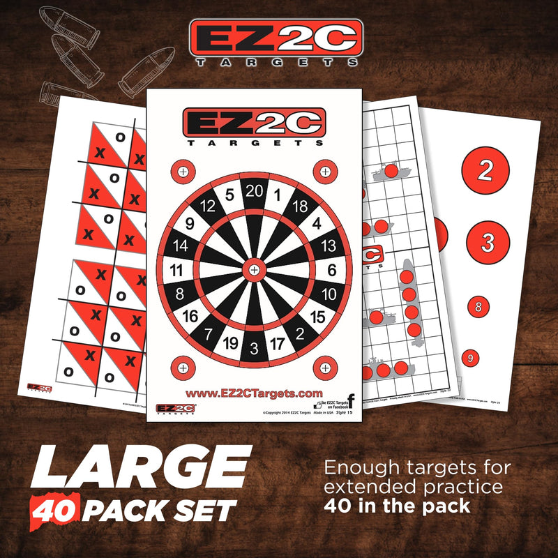 Load image into Gallery viewer, 40 EZ2C Targets: Four Fun Game Styles Paper Targets 11"x17" USA MADE

