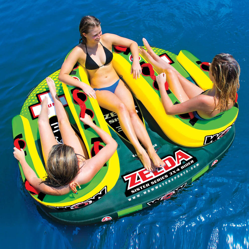 Load image into Gallery viewer, WOW Sports Zelda 1-3 Person Towable Water Tube For Pool and Lake (15-1070)
