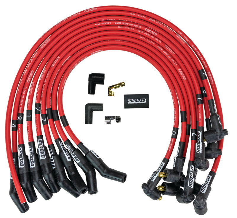 Load image into Gallery viewer, Moroso Ford 289-302 Ignition Wire Set - Ultra 40 - Unsleeved - Non-HEI - Under Header - Red
