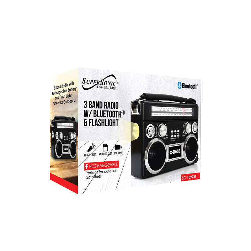 Load image into Gallery viewer, Supersonic Portable 3 Band Radio with Bluetooth and Flashlight
