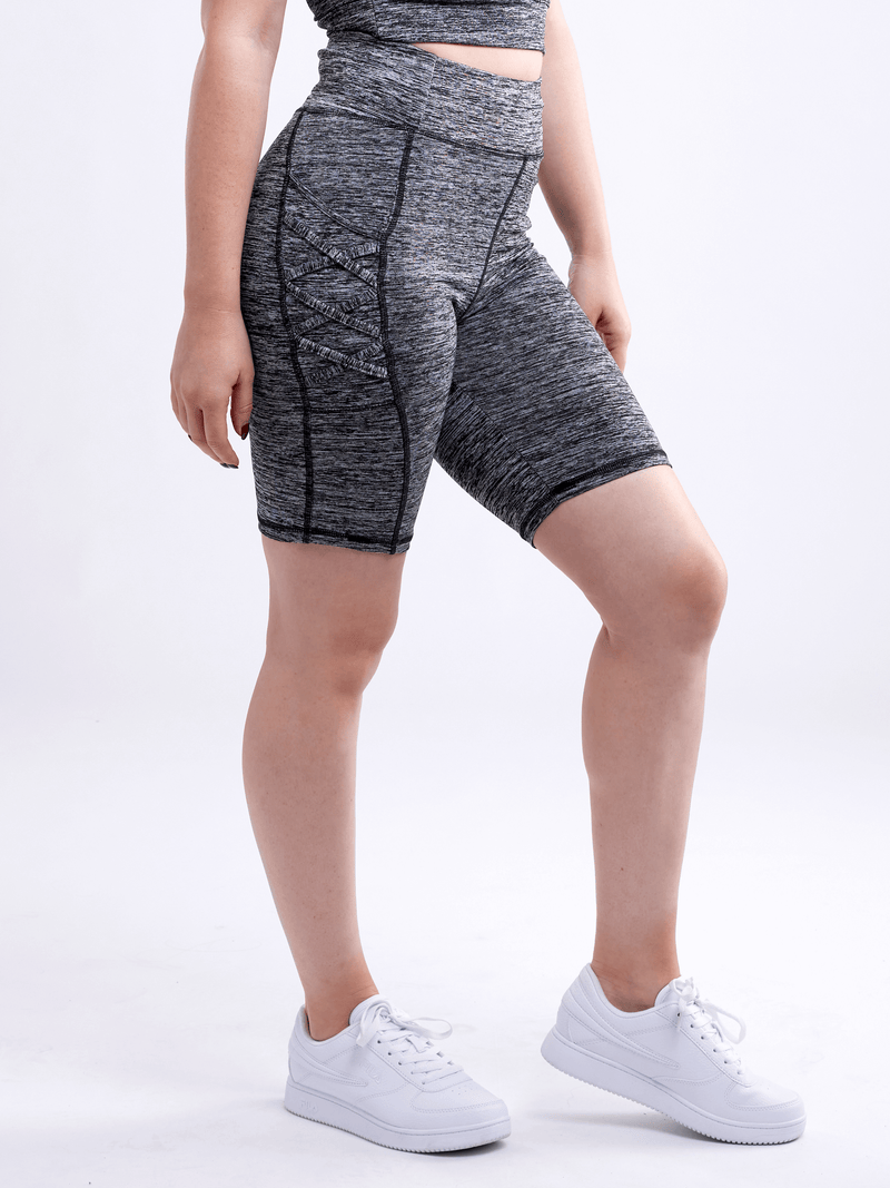 Load image into Gallery viewer, JupiterGear High-Waisted Workout Shorts with Pockets &amp; Criss Cross Design
