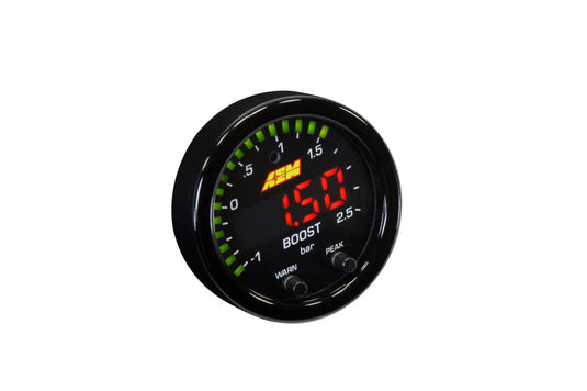 AEM Electronics X-Series Boost Pressure Gauge -30inHg-35psi / -1-2.5bar. Black Bezel &