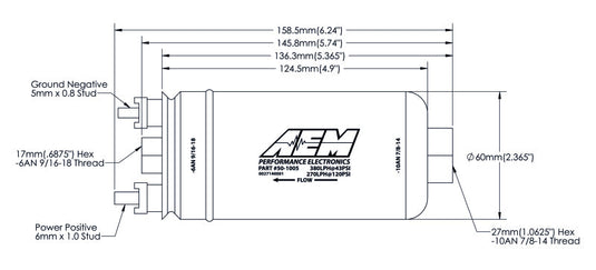 AEM Electronics 380lph Inline High Flow Fuel Pump