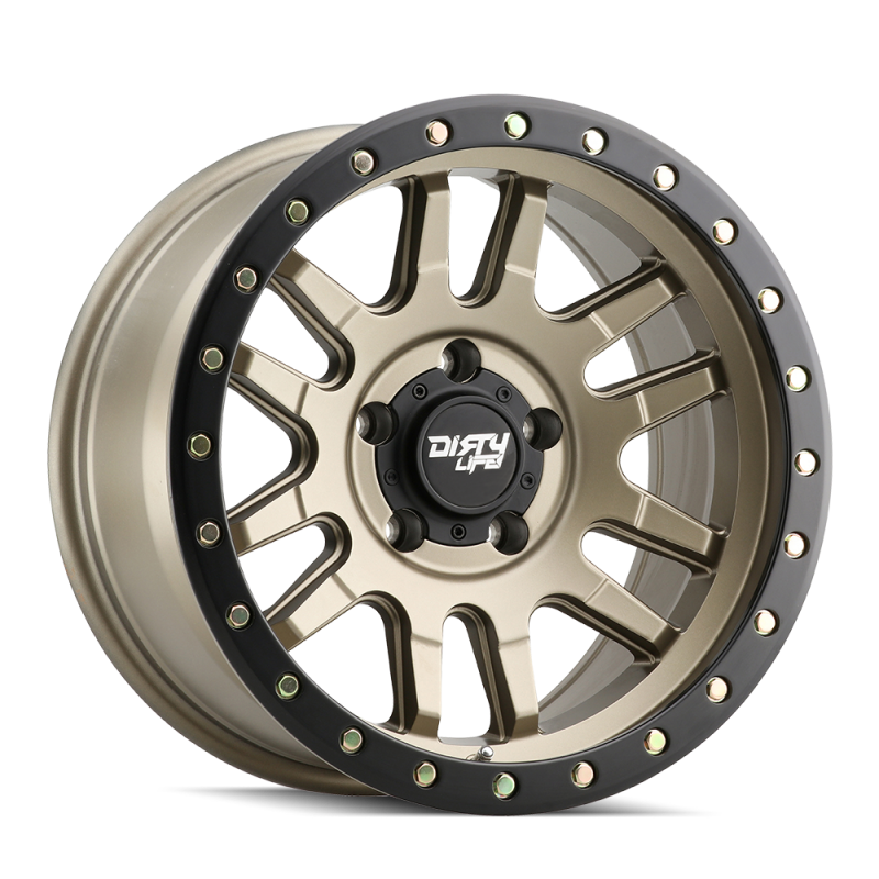 Load image into Gallery viewer, Dirty Life 9309 Canyon Pro 17x9/6x139.7 BP/-12mm Offset/106mm Hub Satin Gold Wheel - Beadlock

