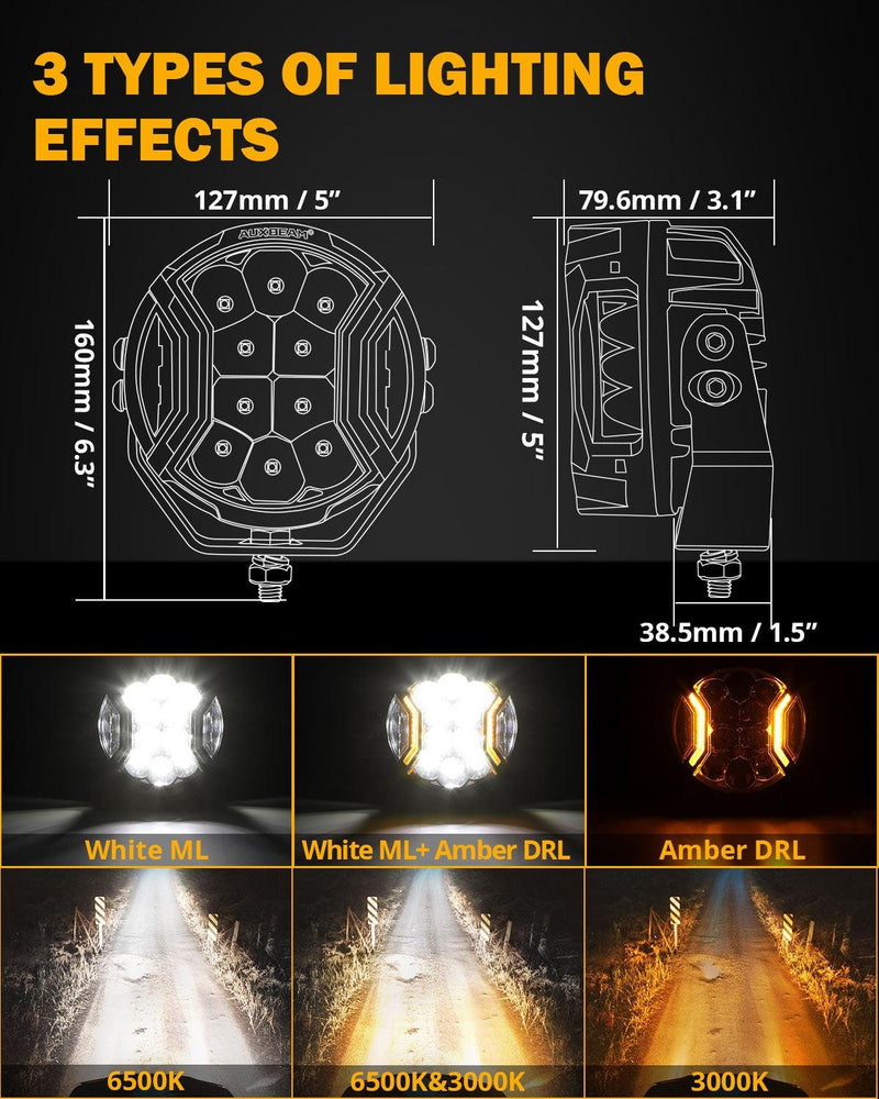 Load image into Gallery viewer, V-ULTRA Series 6/8 Pcs 5 Inch 172W LED Side Shooter Amber DRL with Power Harness
