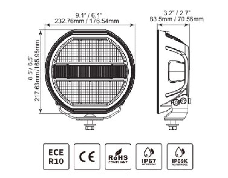 Load image into Gallery viewer, Go Rhino Xplor Blackout Series Maxline LED Hi/Low Beam w/Multi DRL (Surface Mount) 7in. - Blk
