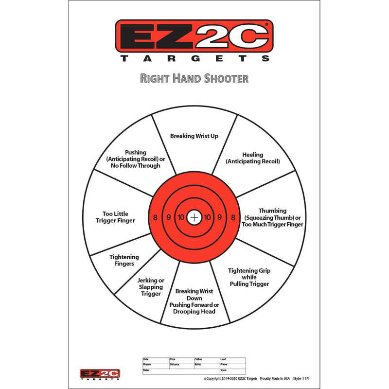 Load image into Gallery viewer, EZ2C Right Hand/Left Hand Diagnostic Training Paper Target 11”x17” USA MADE Style 11
