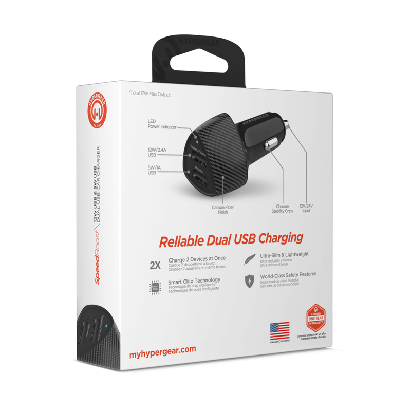 Load image into Gallery viewer, HyperGear SpeedBoost 12W USB + 5W USB Car Charger
