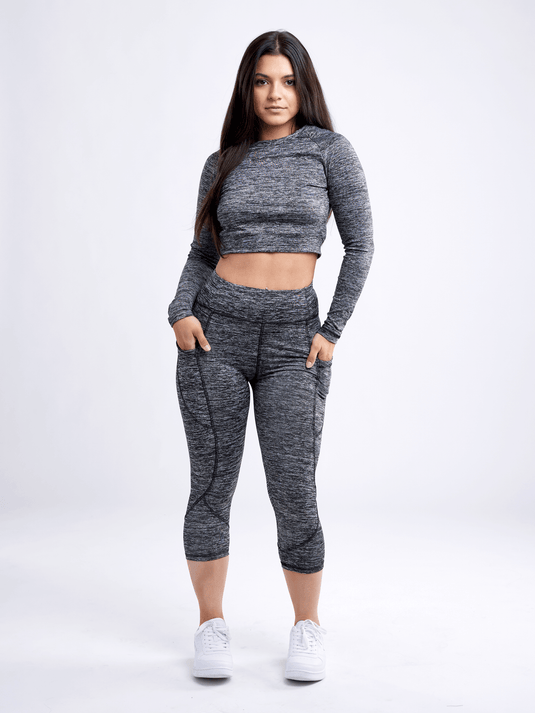 JupiterGear Mid-Rise Capri Fitness Leggings with Side Pockets