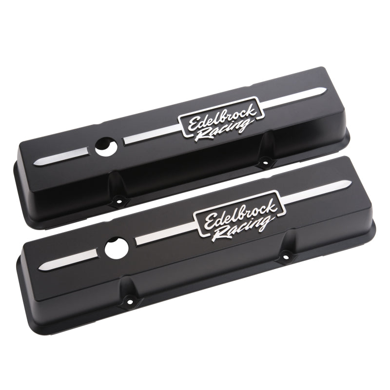 Load image into Gallery viewer, Edelbrock Valve Cover Racing Series Chevrolet 1959-1986 262-400 CI V8 Low Black
