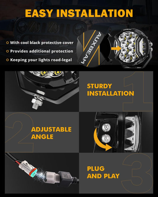 V-ULTRA Series 6/8 Pcs 5 Inch 172W LED Side Shooter Amber DRL with Power Harness