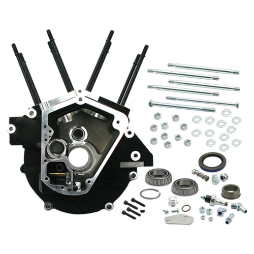 S&S Cycle 92-99 BT w/ Stock Bore Super Stock Alternator Syle Crankcase - Wrinkle Black