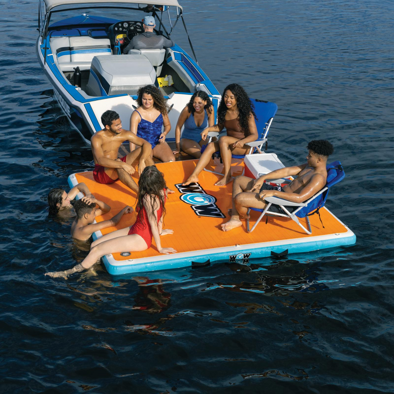 Load image into Gallery viewer, WOW Watersports 8'x8'x6" Drop Stitch Vacation Station Dock with Deckpad
