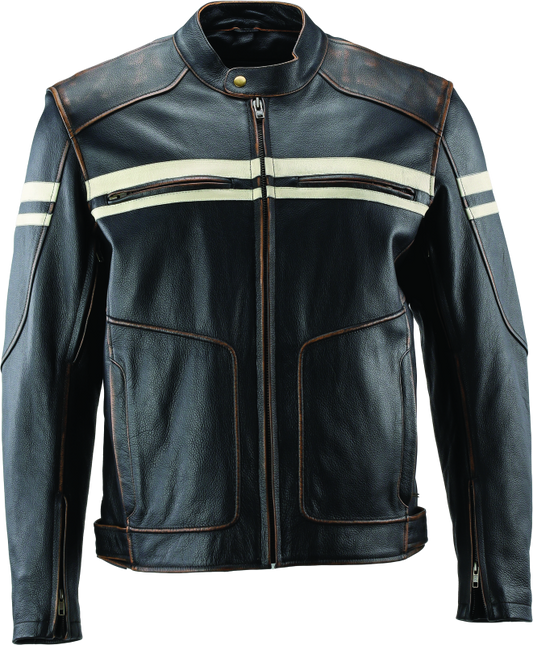 Kuryakyn Leather By River Road Hoodlum Vintage Leather Jacket Black - 2XL