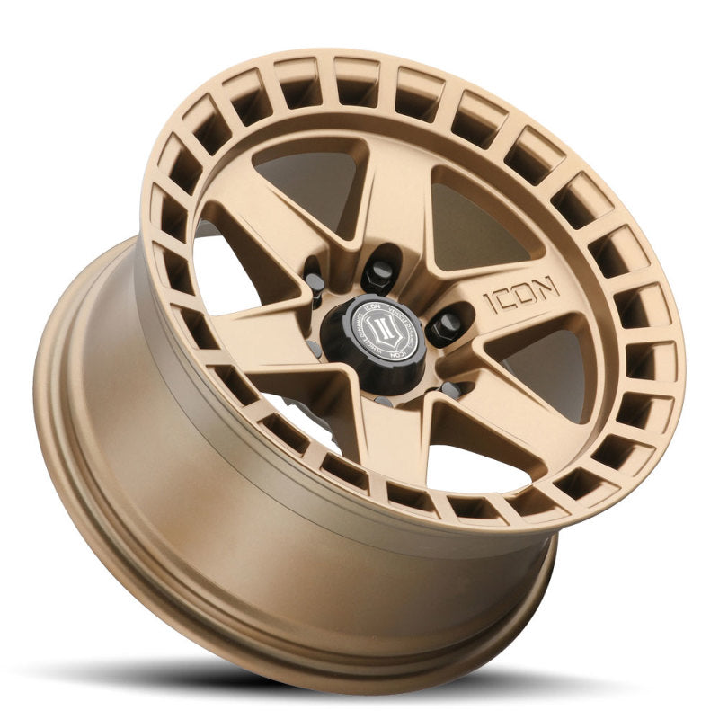Load image into Gallery viewer, ICON Raider 17x8.5 6x135 6mm Offset 5in BS Satin Brass Wheel

