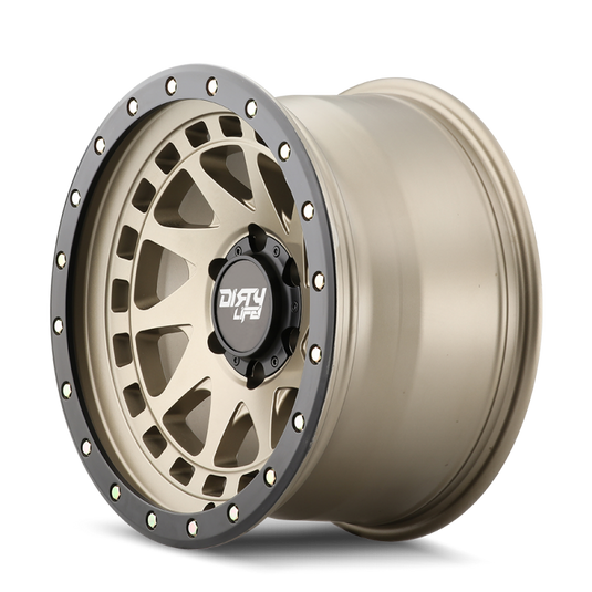 Dirty Life 9311 Enigma Pro 17x9/5x127 BP/-12mm Offset/71.5mm Hub Satin Gold Wheel - Beadlock