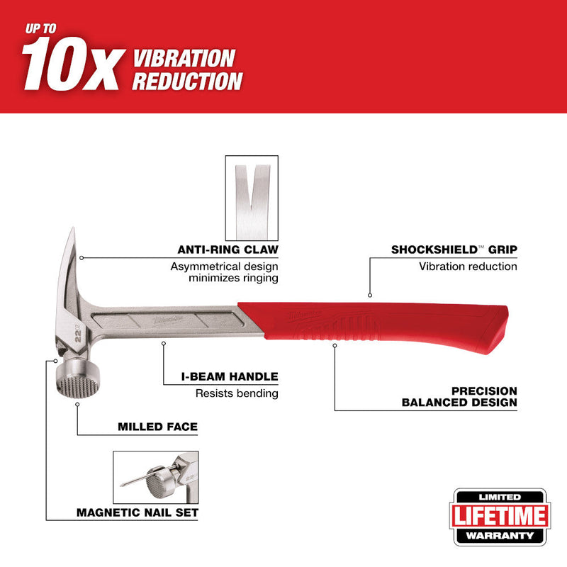 Load image into Gallery viewer, Milwaukee 48-22-9022 22 oz Milled Face Framing Hammer
