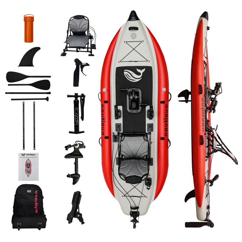 Load image into Gallery viewer, Nautiqua | ARUBA | Deluxe Paddleboard Fishing Pedal Kayak | Red
