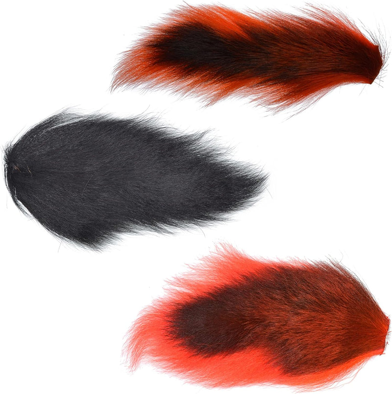 Load image into Gallery viewer, Pro Grade Medium Bucktails Master Pack - 3 Colors - Black Red Orange Tube Fly Streamer Deer Tail Hair
