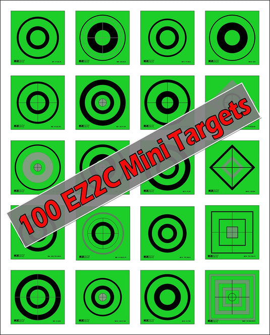 100 EZ2C Mini Shooting Targets, Bright Fluorescent Self-Adhesive 3.5" x 3.5" USA MADE (Pack of 100)