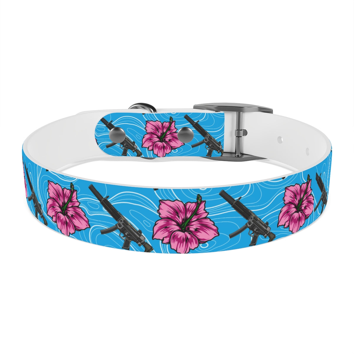 Rad Palm High Capacity Hibiscus Blue Dog Collar