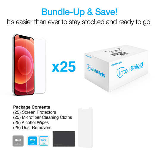 Naztech IntelliShield HD Tempered Glass 25pc Set for the iPhone 12 Mini